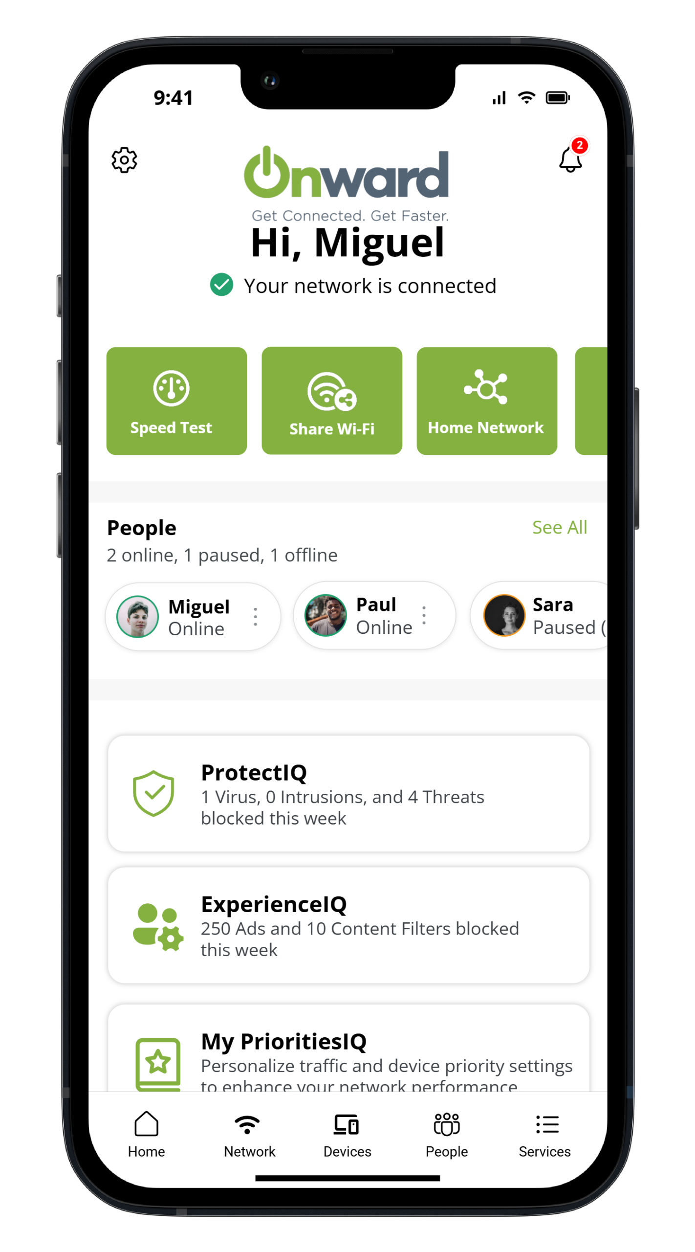 OnwardIQ Home Screen
